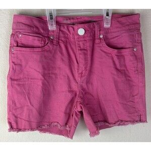 Seven7 Womens Denim Cut-Off Shorts Pink Size 6 Button Zip 5-Pocket Design
